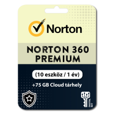 Norton 360 Premium (EU) + 75 GB Cloud tárhely (10 eszköz / 1év) (Elektronikus licenc) karbantartó program