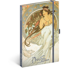  Notique jegyzetfüzet – Alfons Mucha: Zene, vonalas, 13 x 21 cm füzet
