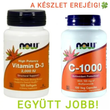 Now Foods D3 2000 vitamin 120lágyzselatin + C1000 100 veg kapszula Duo pack csomag vitamin és táplálékkiegészítő