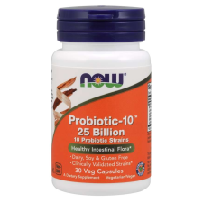 Now Foods NOW Probiotic-10, probiotikumok, 25 milliárd CFU, 10 törzs, 30 gyógynövényes kapszula vitamin és táplálékkiegészítő