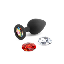 NS Novelties Glams Xchange Round - szilikon, vízálló anál dildó - 8,1 cm (piros-többszínű-fekete-átlátszó) műpénisz, dildó