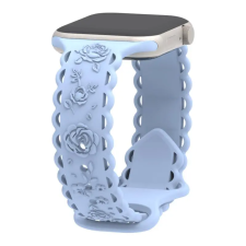 NUBO Apple Watch lézergravírozott szilikon szíj - világoskék - 42/44/45/46mm okosóra kellék