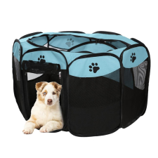 Nunbell Hordozható kisállat kennel, 90 x 90 x 60 cm, világoskék szállítóbox, fekhely kutyáknak