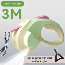 Nunbell LED-es automata póráz több színben 3m - S - Zöld nyakörv, póráz, hám kutyáknak