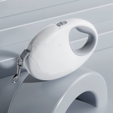 Nunbell Tojás alakú automata póráz több színben 5m - M - Fehér nyakörv, póráz, hám kutyáknak