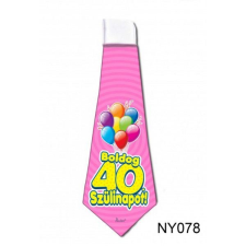  Nyakkendő NY078 Boldog 40. Szülinapot rózsaszín - Tréfás Nyakkendő vicces ajándék