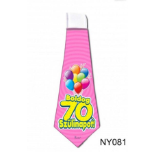  Nyakkendő NY081 Boldog 70. Szülinapot rózsaszín - Tréfás Nyakkendő vicces ajándék