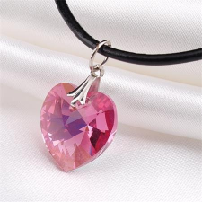 Nyaklánc, Crystals from SWAROVSKI® kristályos szív alakú medállal, rózsaszín nyaklánc