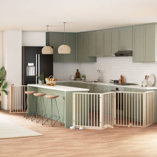  nyárfa 12 paneles összecsukható kutyakapu ajtóval 960 cm kutyafelszerelés