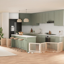  nyárfa 12 paneles összecsukható kutyakapu ajtóval 960 cm kutyafelszerelés