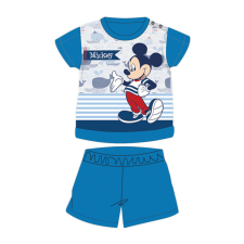 Nyári rövid ujjú pamut baba pizsama - Disney Mickey egér - csíkos - középkék - 92 gyerek hálóing, pizsama