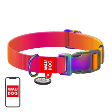  Nylon nyakörv QR kóddal Waudog Gradient kutyáknak narancssárga XL nyakörv, póráz, hám kutyáknak