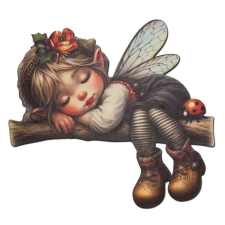  Nyomtatott dekorkarton - Alvó tündér 15x15,8cm dekorációs kellék