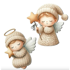  Nyomtatott dekorkarton, angyalkák. Mérete: 7x8 cm, 2db/cs dekorációs kellék