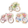  Nyomtatott dekorkarton - Bicikli virággal 7cm 3db-os