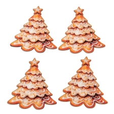  Nyomtatott dekorkarton mézeskalács fenyő 7cm 4db-os dekorációs kellék