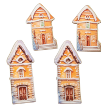  Nyomtatott dekorkarton mézeskalács házikó 8-10cm 4db-os dekorációs kellék