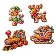  Nyomtatott dekorkarton mézeskalács szett 5-6cm 4db-os dekorációs kellék