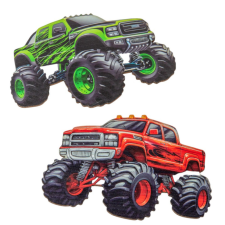  Nyomtatott dekorkarton Monster truck 9cm 2db-os dekorációs kellék
