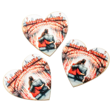  Nyomtatott dekorkarton Szív táblák Szerelmes híd 7cm 3db-os dekorációs kellék