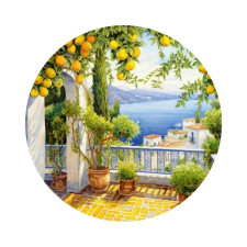  Nyomtatott fa tábla koszorú közép - Capri 11,8cm dekorációs kellék