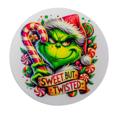  Nyomtatott fa tábla koszorú közép Cukros grinch 11,8cm dekorációs kellék