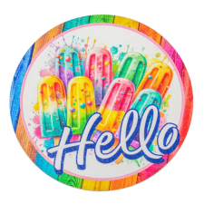  Nyomtatott fa tábla koszorú közép Élénk fagyis 11,8cm dekorációs kellék