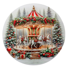  Nyomtatott fa tábla koszorú közép Körhintás 11,8cm dekorációs kellék