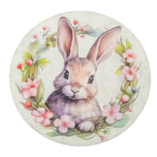  Nyomtatott fa tábla koszorú közép Nyuszi fejes koszorú 11,8cm dekorációs kellék