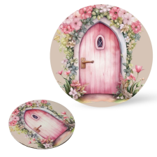  Nyomtatott fa tábla koszorú közép - Tündérajtó rózsaszín 11,8 dekorációs kellék