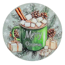  Nyomtatott fa tábla koszorú közép Zöld bögrés 14,8cm dekorációs kellék