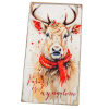 Nyomtatott fa tábla Piros karácsonyi téma - Szarvas 13x24,3cm