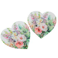  Nyomtatott fa tábla Vadvirágos szív 9,6cm 2db-os dekorációs kellék