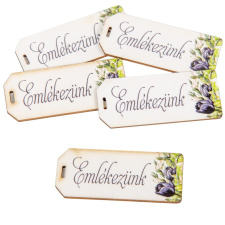  Nyomtatott scrapbook dekorkarton Emlékezünk felirattal 5,5cm 5db-os dekorációs kellék