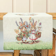  Nyuszi pár a zöld fűben gobelin asztali futó 44x140 cm lakástextília
