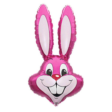 Nyuszi Pink Rabbit, Rózsaszín Nyuszifej fólia lufi 36 cm party kellék
