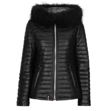 OAKWOOD Steppelt kabátok MANDY (raccoon fur) Fekete EU S női dzseki, kabát