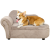 Oasom Kutyafekhely kisállat kanapé bézs luxus kutyaágy 80x40x46 cm fekvőhely ejtett tárolóhely