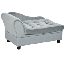 Oasom Kutyafekhely kisállat kanapé luxus kutyaágy 76x45x41 cm fekvőhely világosszürke tárolódoboz szállítóbox, fekhely kutyáknak