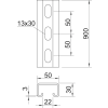 OBO 1121336 MS5030P0900FT Profilsín, perforált AMS3518, 16,5 mm résszélesség, 900mm merítetten tűzihorganyzott acél