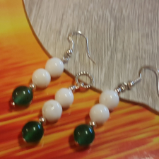  Obszidián és porcelán fülbevaló és medál. ékszer szett