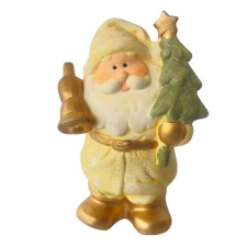 OEM 2 db karácsonyi figura, Mikulás, Felinar, Lut natúr, 7x7x15 cm és 7x7x14 cm, citromsárga/metál ju... karácsonyi dekoráció