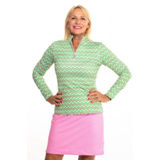 OEM ACE HOSSZÚ UJJÚ CÍPZÁROS NŐI GOLF PÓLÓ menta. pink chevron mintával 38 női póló