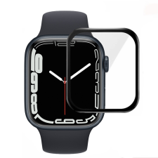 OEM Apple Watch Ultra 49mm üvegfólia fekete kerettel, PMMA, edzett, teljes felületen feltapad, Full Glue okosóra kellék