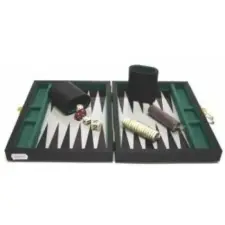 OEM Backgammon fekete műbőr (23x17cm) 604066 társasjáték