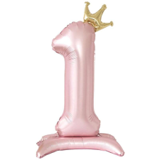 OEM Ballon Szám 1, 81 cm, Alumínium fólia, Lányok, Rózsaszín party kellék