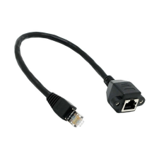 OEM Cat5 UTP hosszabbító toldó, RJ-45ös kábelhez, 0.3 méter, Fekete kábel és adapter