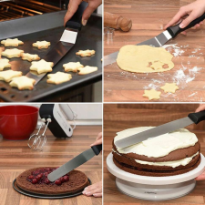OEM Cukrászati spatula, 32 x 3 cm, ezüst/fekete konyhai eszköz