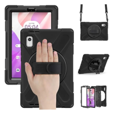 OEM Defender műanyag telefonvédő (ütésállóság. kitámasztó. 360° + kézpánt) FEKETE tok és táska
