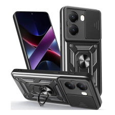 OEM Defender szilikon telefonvédő (ütésállóság. tartógyűrű. kameravédő) FEKETE tok és táska